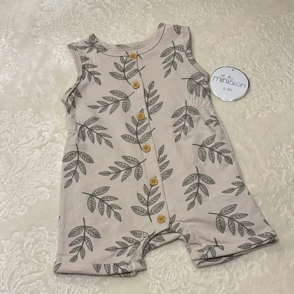 Minibean Leaf Print Onesie